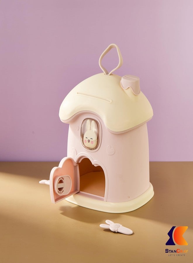 STANCRAY Cute Small Savings Bank Money Deposit and Withdrawal Piggy Bank with Key Holder House Piggy Bank for Girls and Boys Coin Bank with Handle, Lock and Key. (Model 3) - Image 4